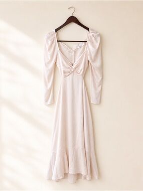 ASTR The Label Lainie Cutout Midi Dress Ivory Long Sleeve Size S